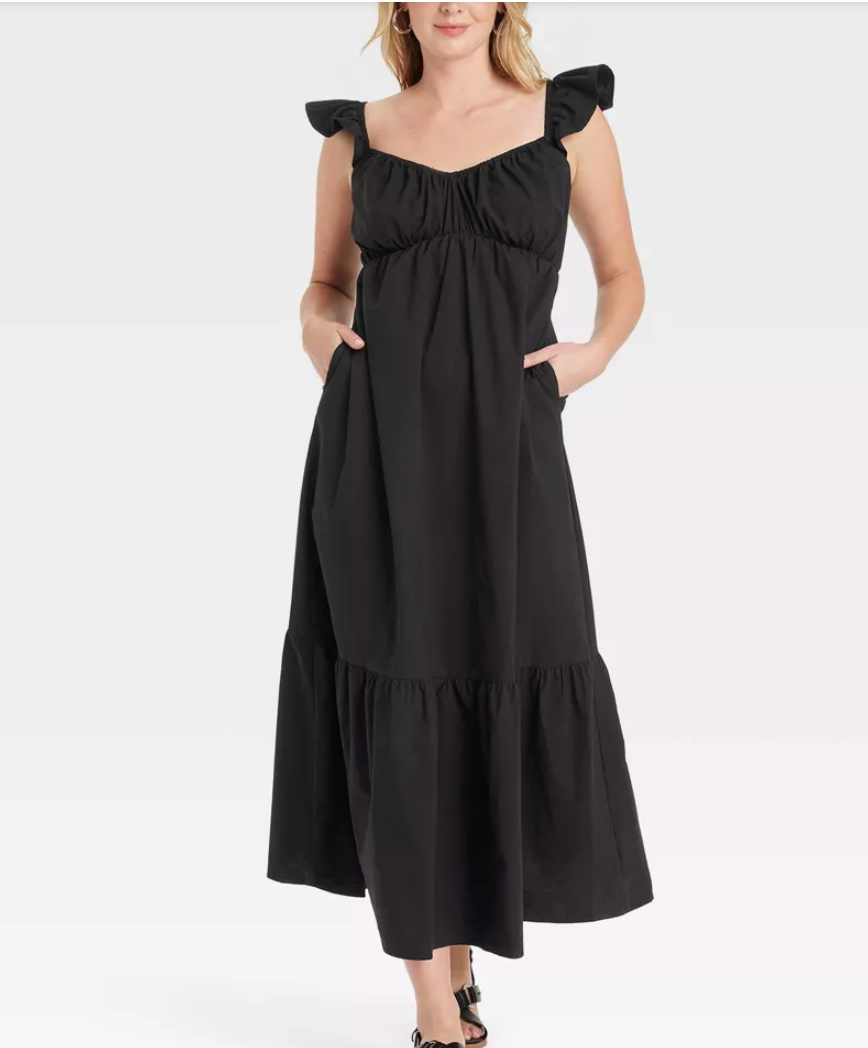 Flutter Cap Sleeve Maxi A-Line Dress(ON SALE)