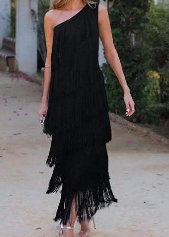 Off-Shoulder Elegant Fringe Dress