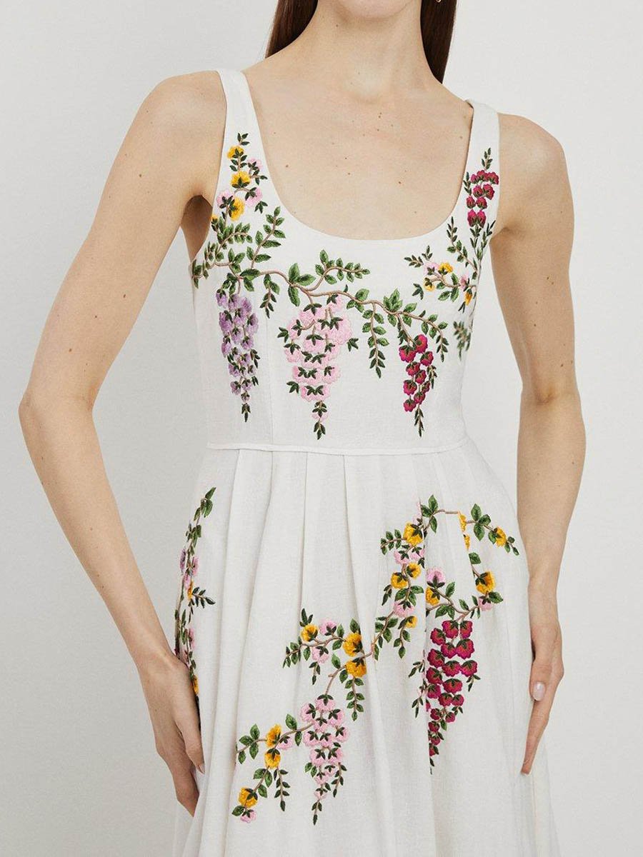 Floral Embroidered Midi Dress