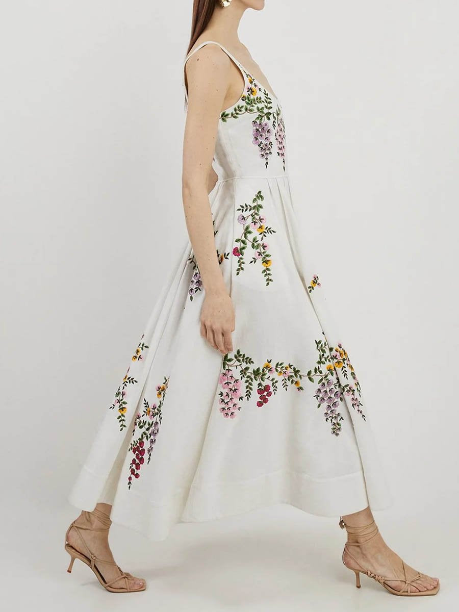 Floral Embroidered Midi Dress