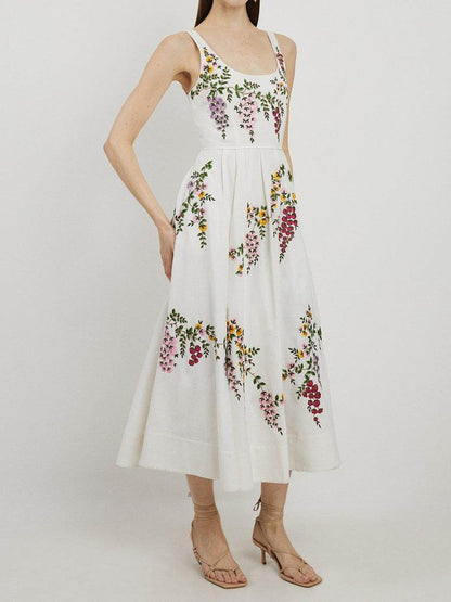 Floral Embroidered Midi Dress