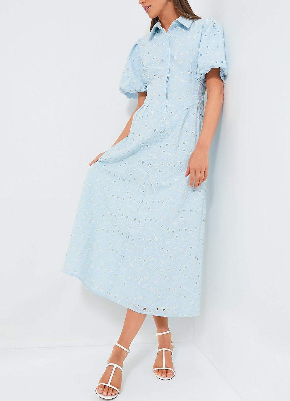 Blue Eyelet Maxi Dress