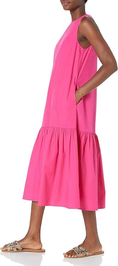 Loose Sleeveless Wide-Hem Poplin Maxi Dress