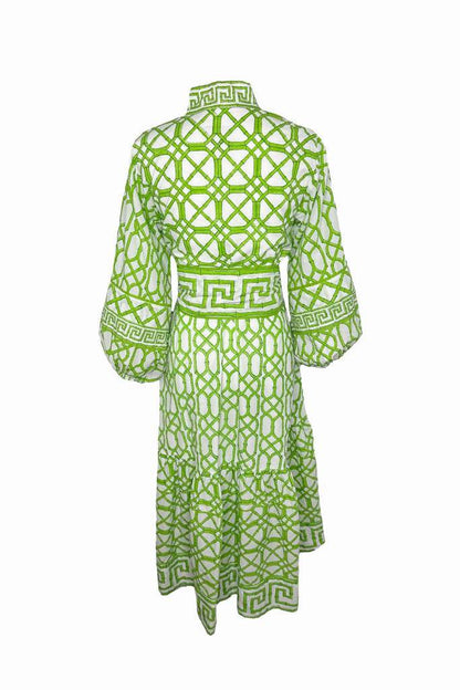 FLOUNCE DRESS IN KEY LIME BAMBOO