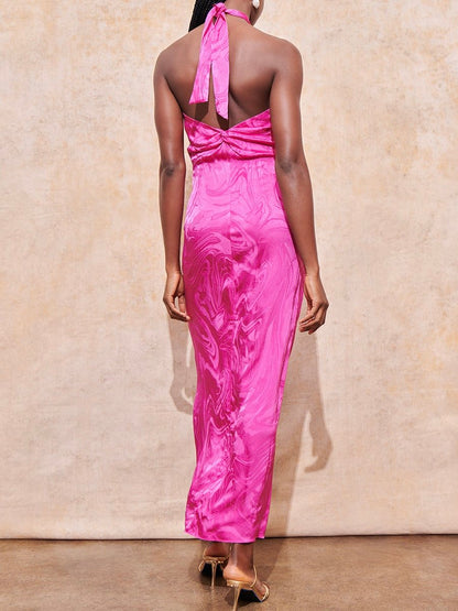 Hot Pink Summer Satin Slip Dress