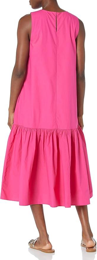 Loose Sleeveless Wide-Hem Poplin Maxi Dress