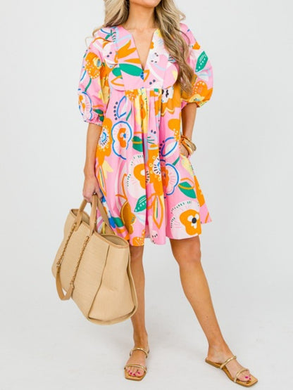 Fun In Floral Scallop Dress