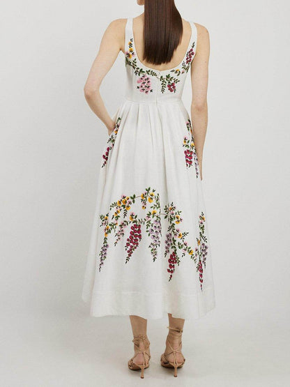 Floral Embroidered Midi Dress