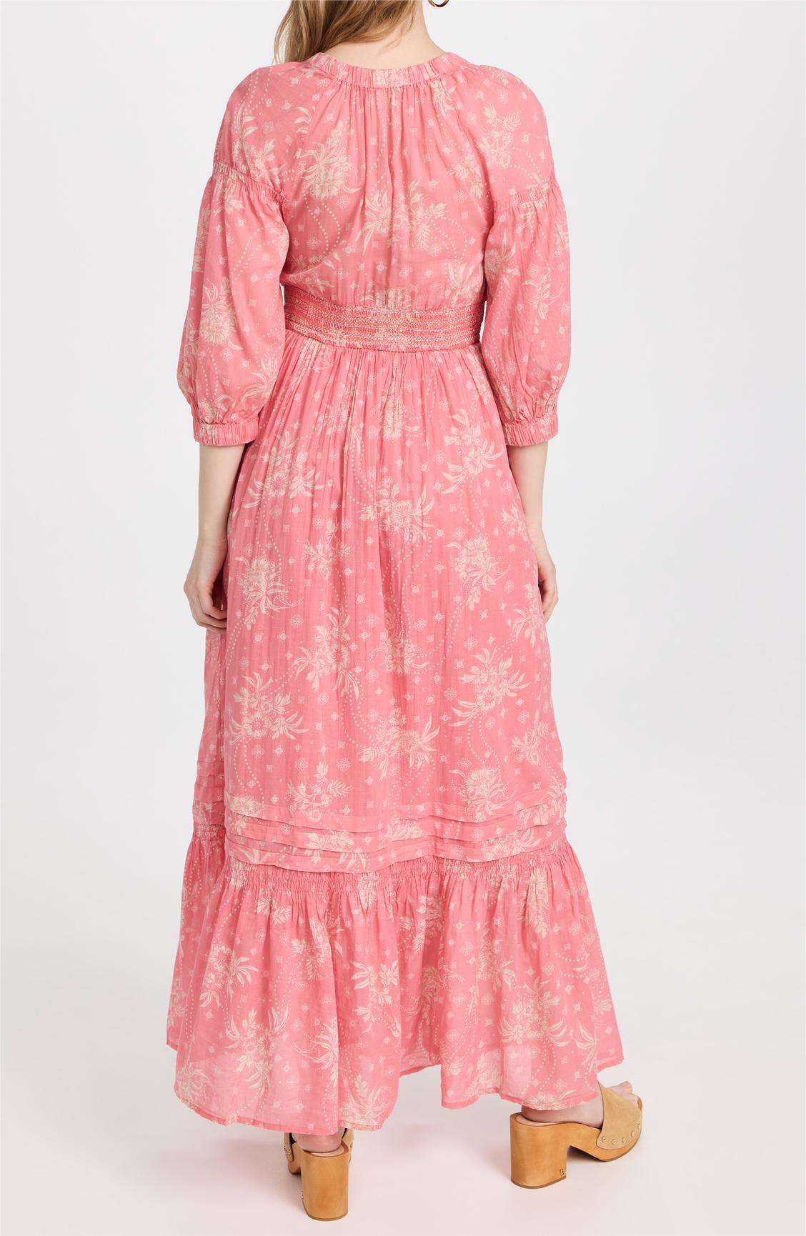 Pink Floral Cotton Maxi Dress