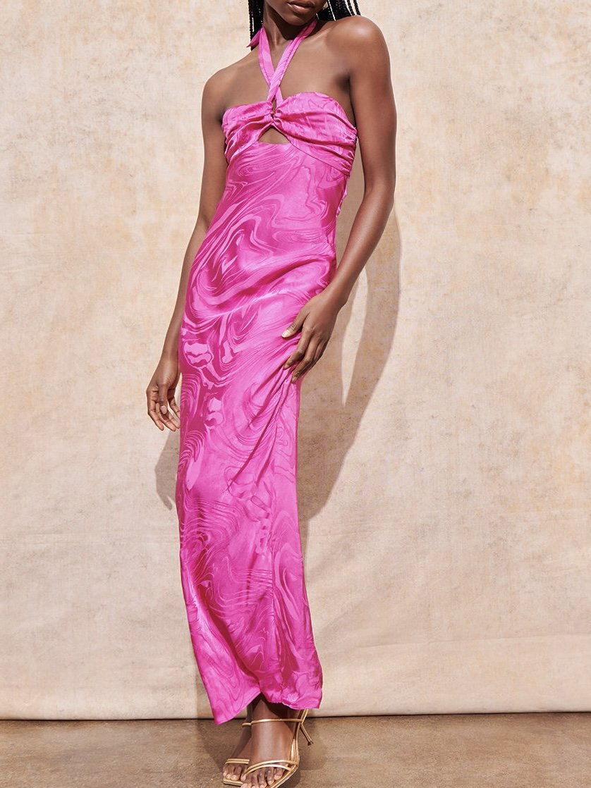 Hot Pink Summer Satin Slip Dress