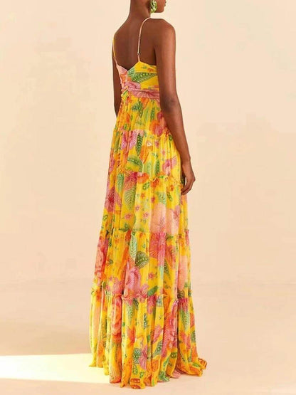 Floral Ruffle Hem Cami Maxi Dress