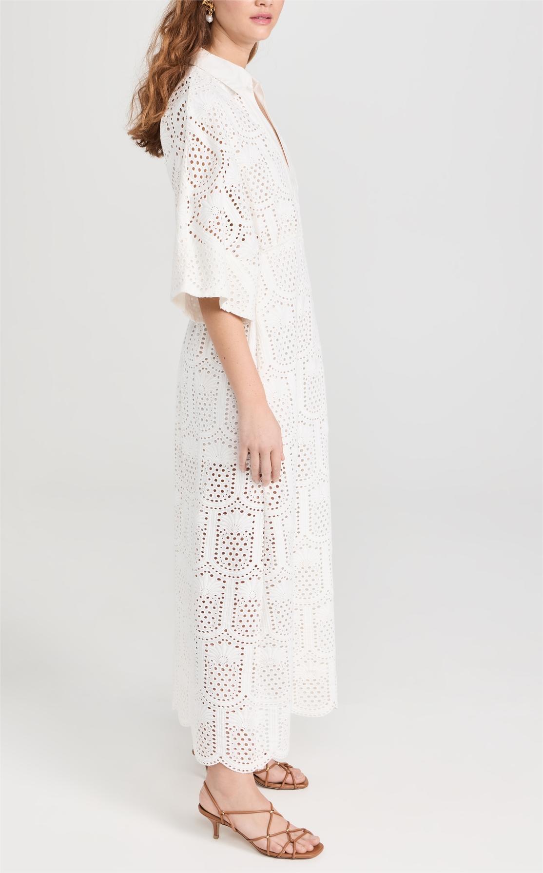 SOIDEE LONG DRESS EYELET WHITE