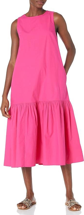 Loose Sleeveless Wide-Hem Poplin Maxi Dress