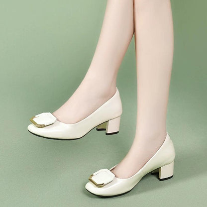 Medium Heel Fancy Office Lady Low Heel Shoes