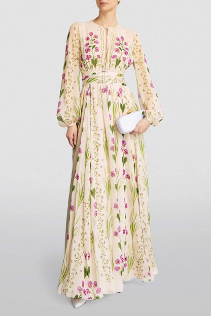 Floral Print Long Sleeve Maxi Dress