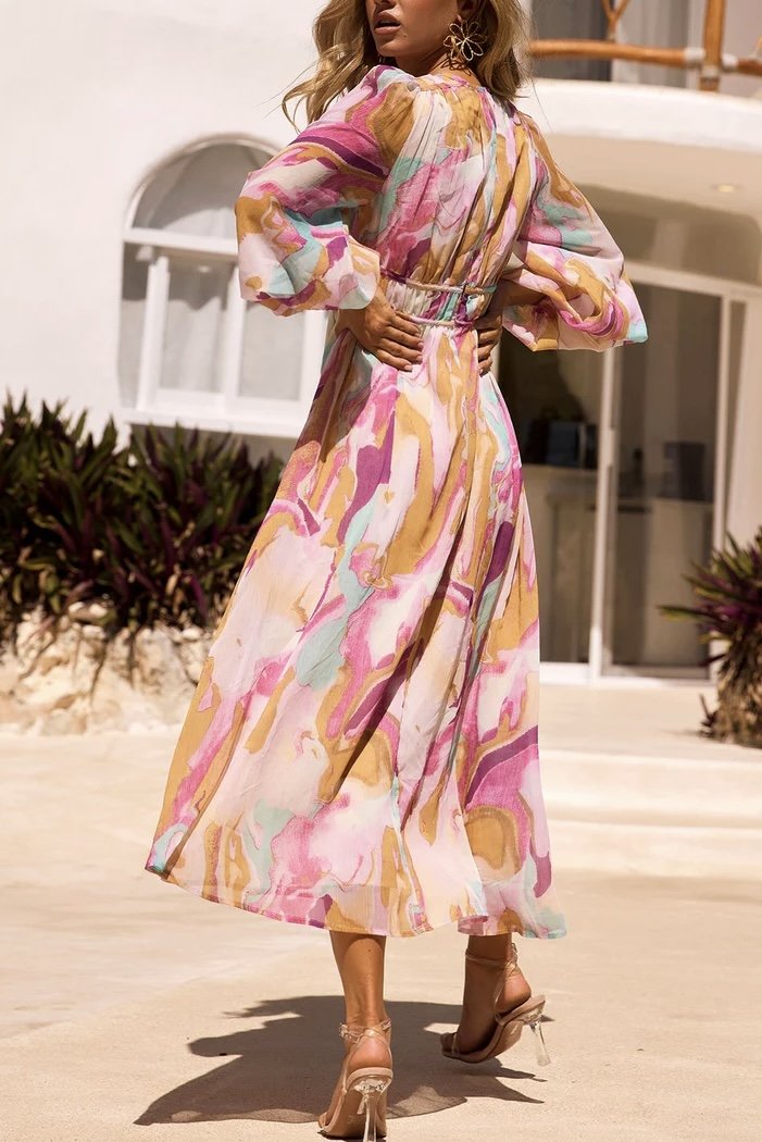 All Cloud Burst Midi Dress Pink Multi