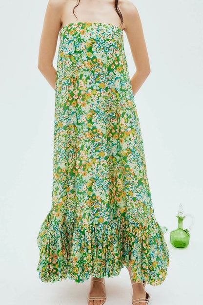 Green Floral MIDI DRESS