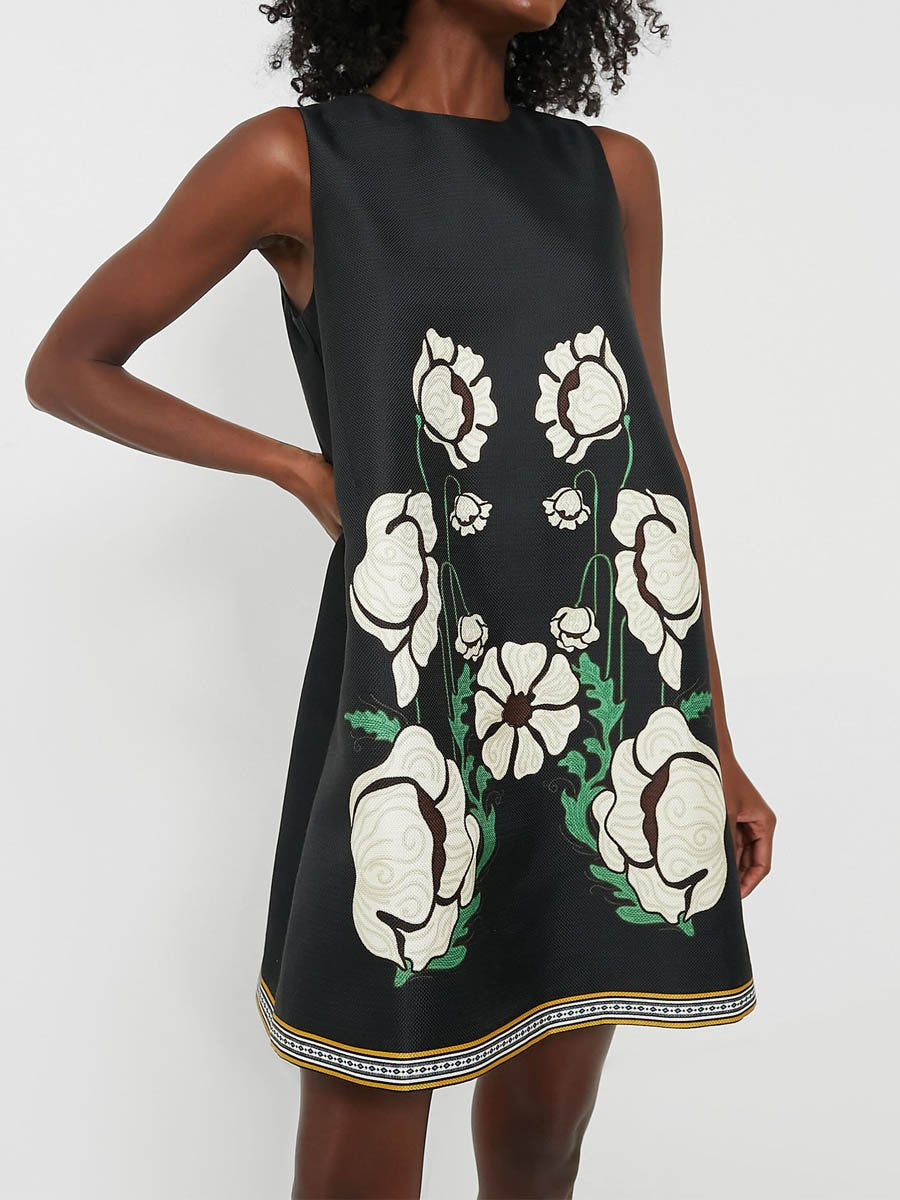 Sleeveless Printed A Line Dress