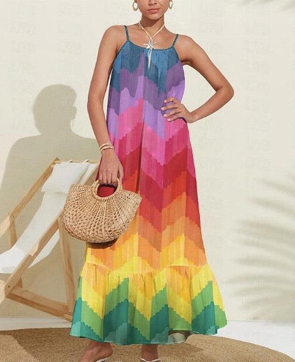 Groovy Sleeveless Print Maxi Dress