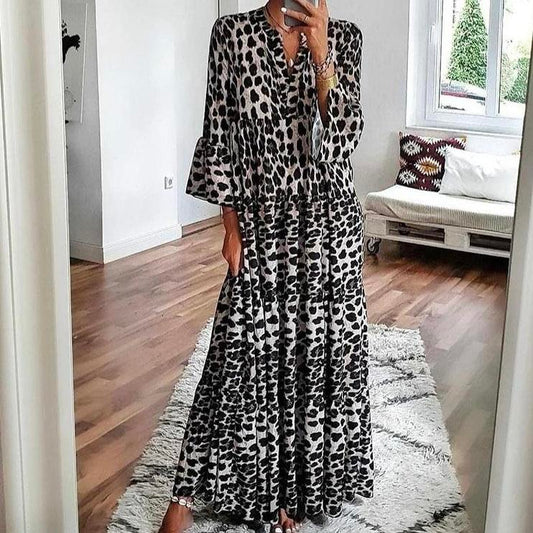 Boho Leopard Print Dress