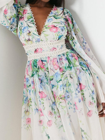 Floral Lace Patchwork Maxi Dress