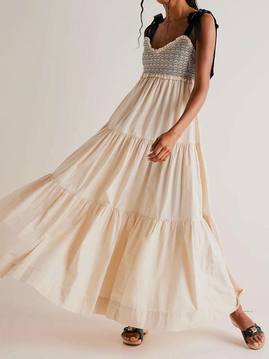 Ruffled Tie Up Maxi Dress