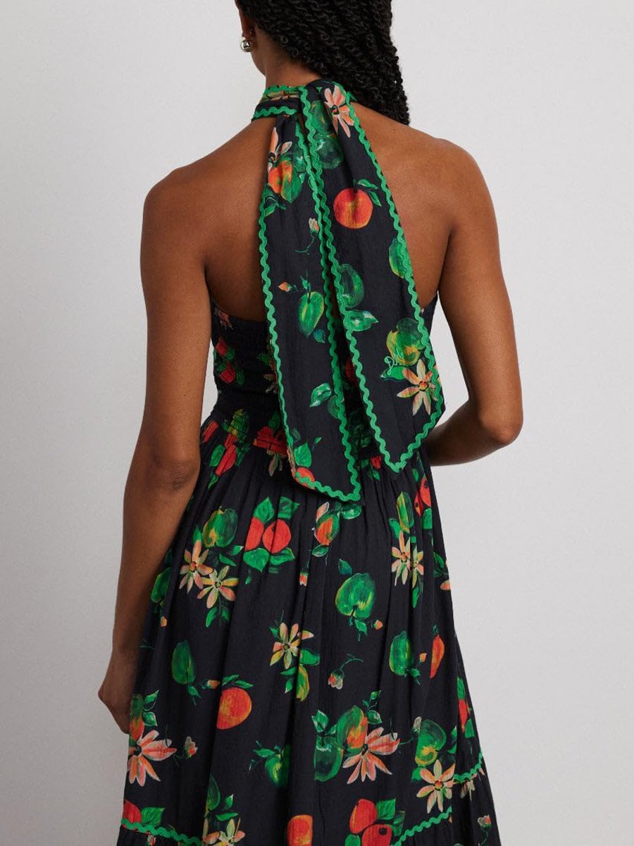 Halter Neck Sleeveless Printed Dress