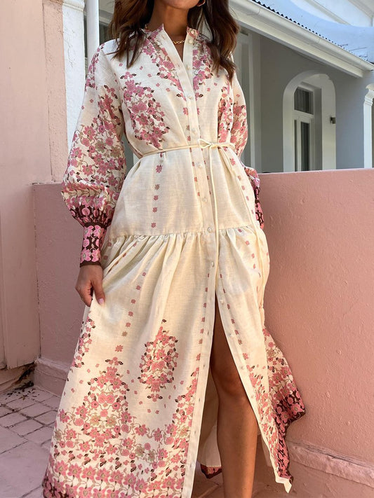 Floral Print Tie Up Maxi Dress