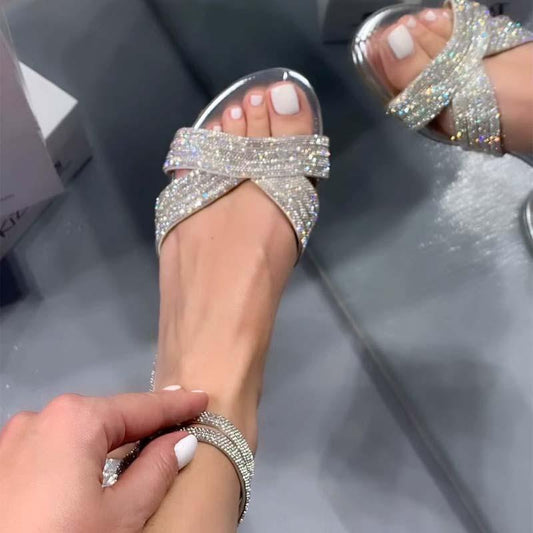 Rhinestone Sparkle Flat Sandals