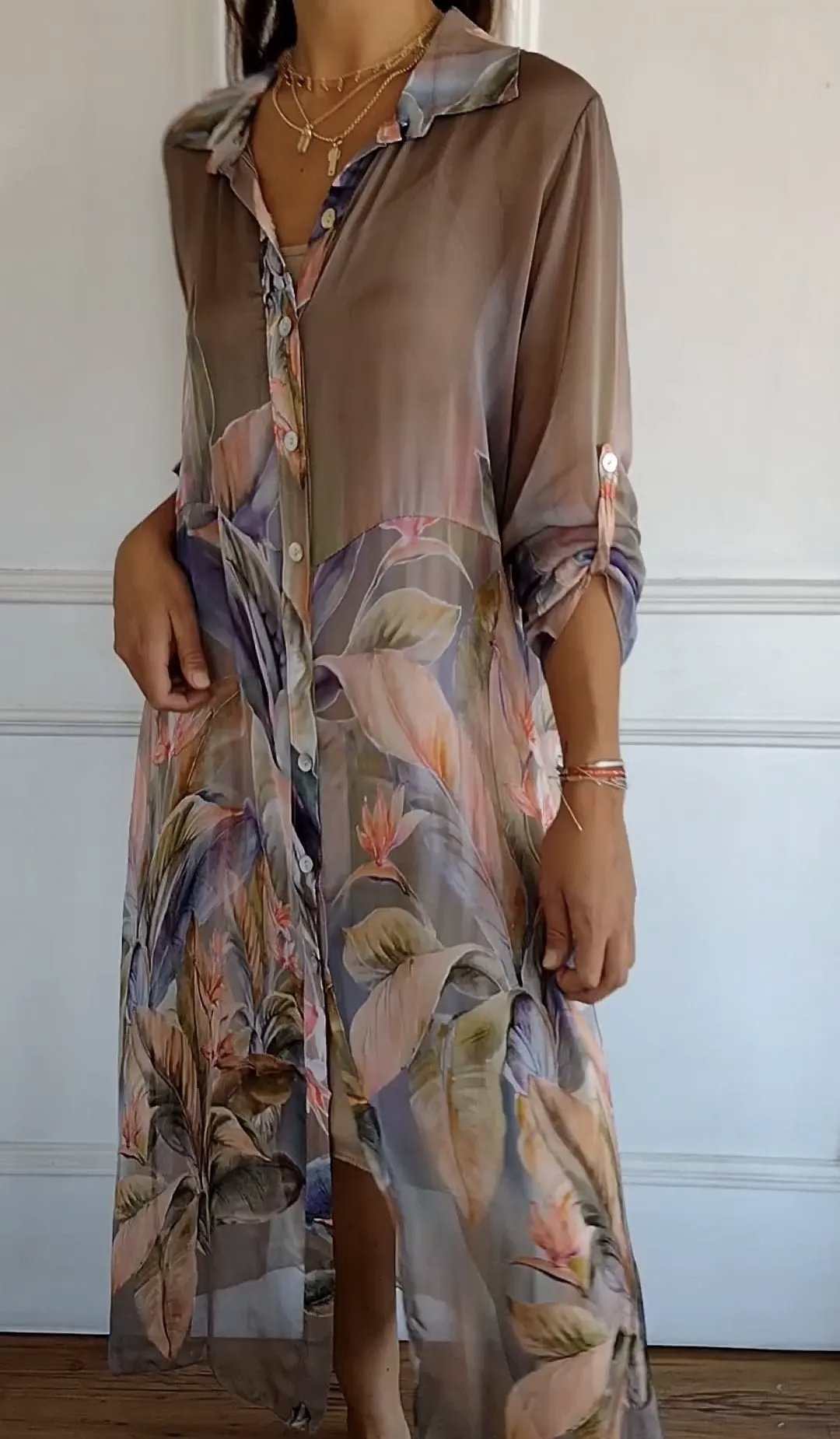 Thin And Comfortable Printed See-through Dress