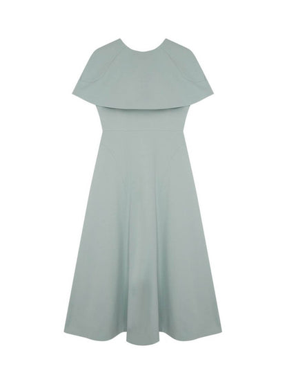 Cape Sleeve Solid OL Midi Dress