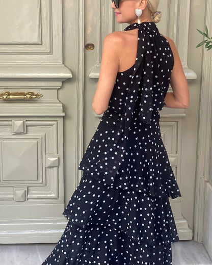 Polka Dot Halter Neck Dress