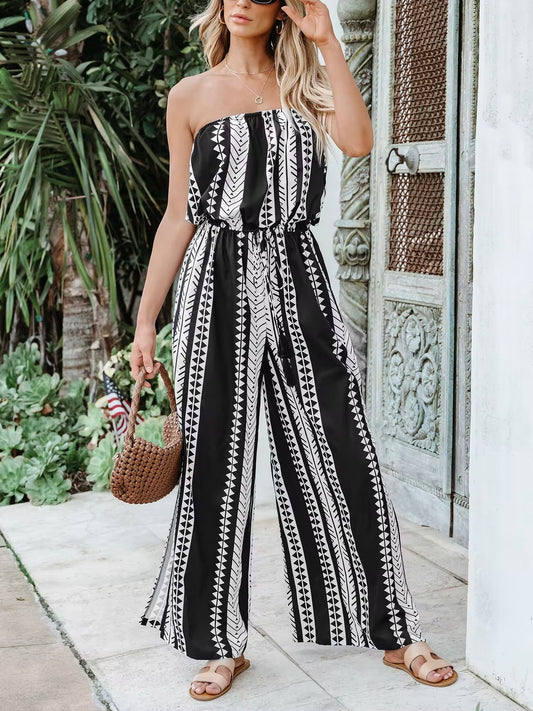 Strapless Tie Waist Jumpsuit