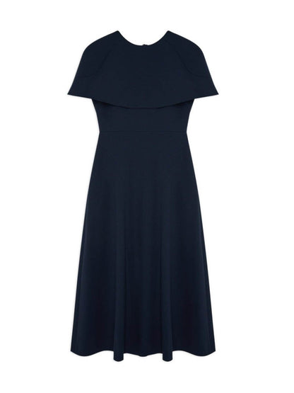 Cape Sleeve Solid OL Midi Dress