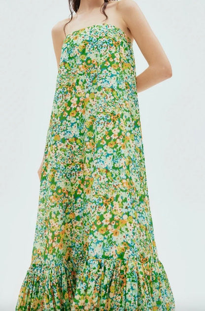 Green Floral MIDI DRESS