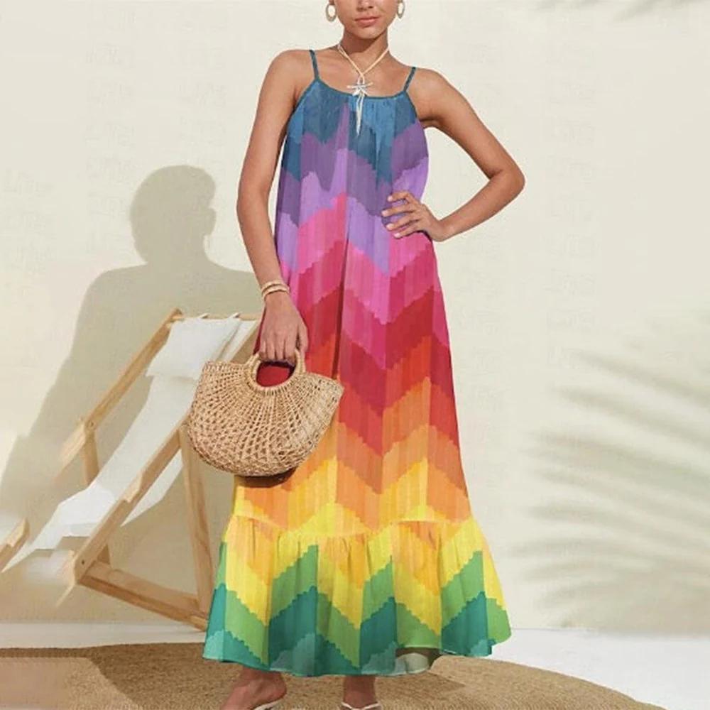 Groovy Sleeveless Print Maxi Dress