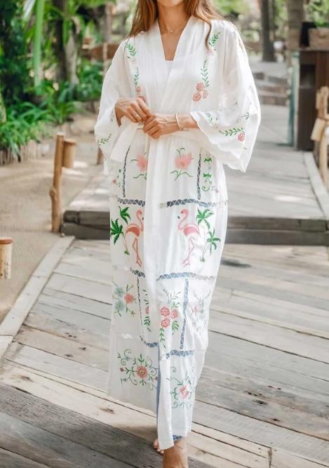 Embroidered Bohemian Kimono Dress