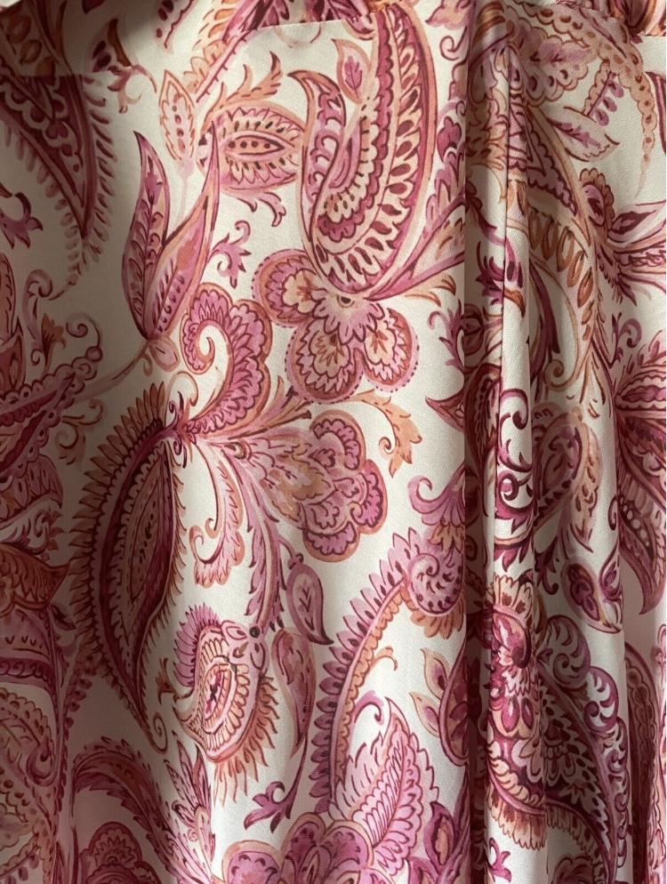 Pink Paisley Twist Front Maxi Dress W/ Pockets