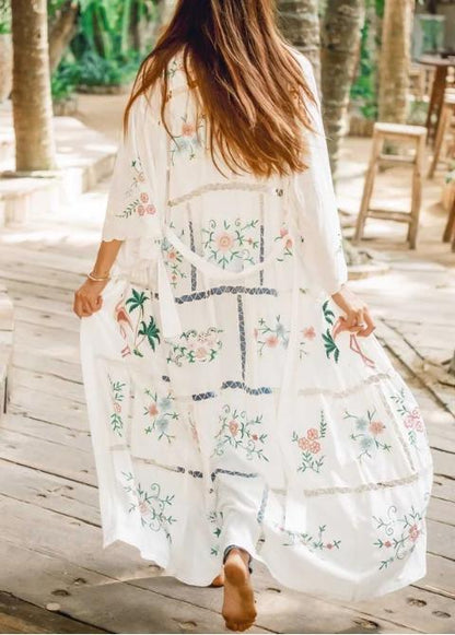 Embroidered Bohemian Kimono Dress