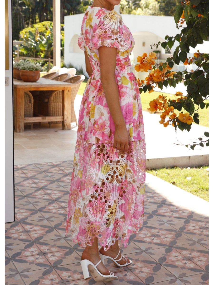 Stunning Pink Floral Midi Dress