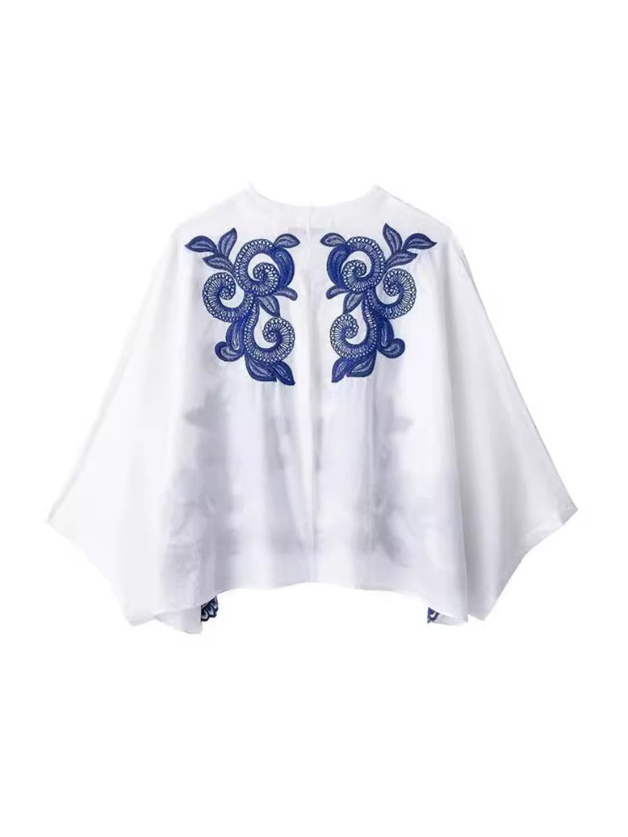 Fashion Cape Embroidery Two Pieces Dress