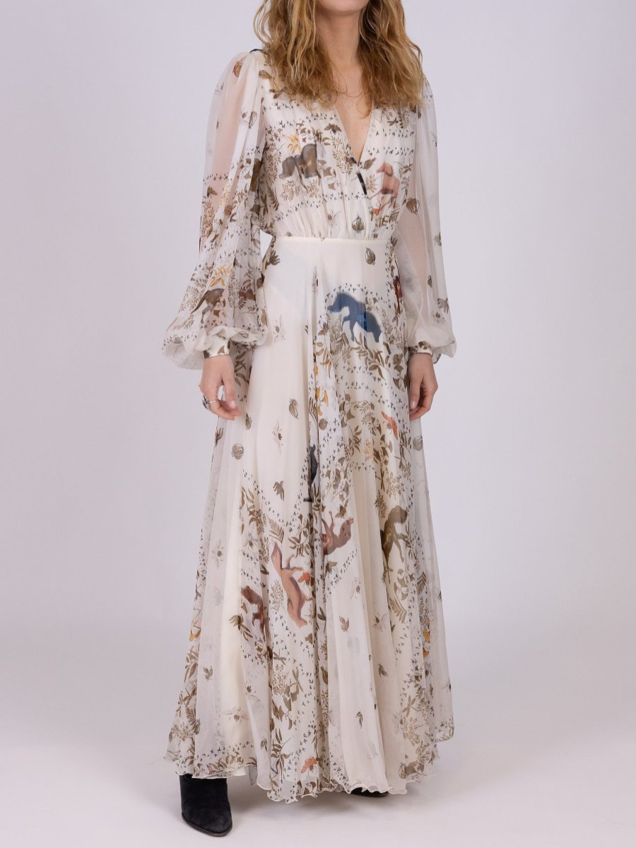 Chiffon Westernstyle Floral Maxi Dress