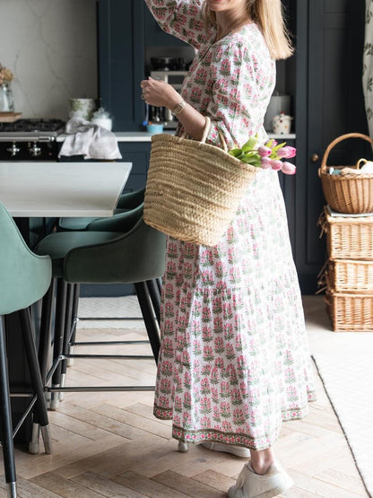 Summer Pink Floral Midi Dress