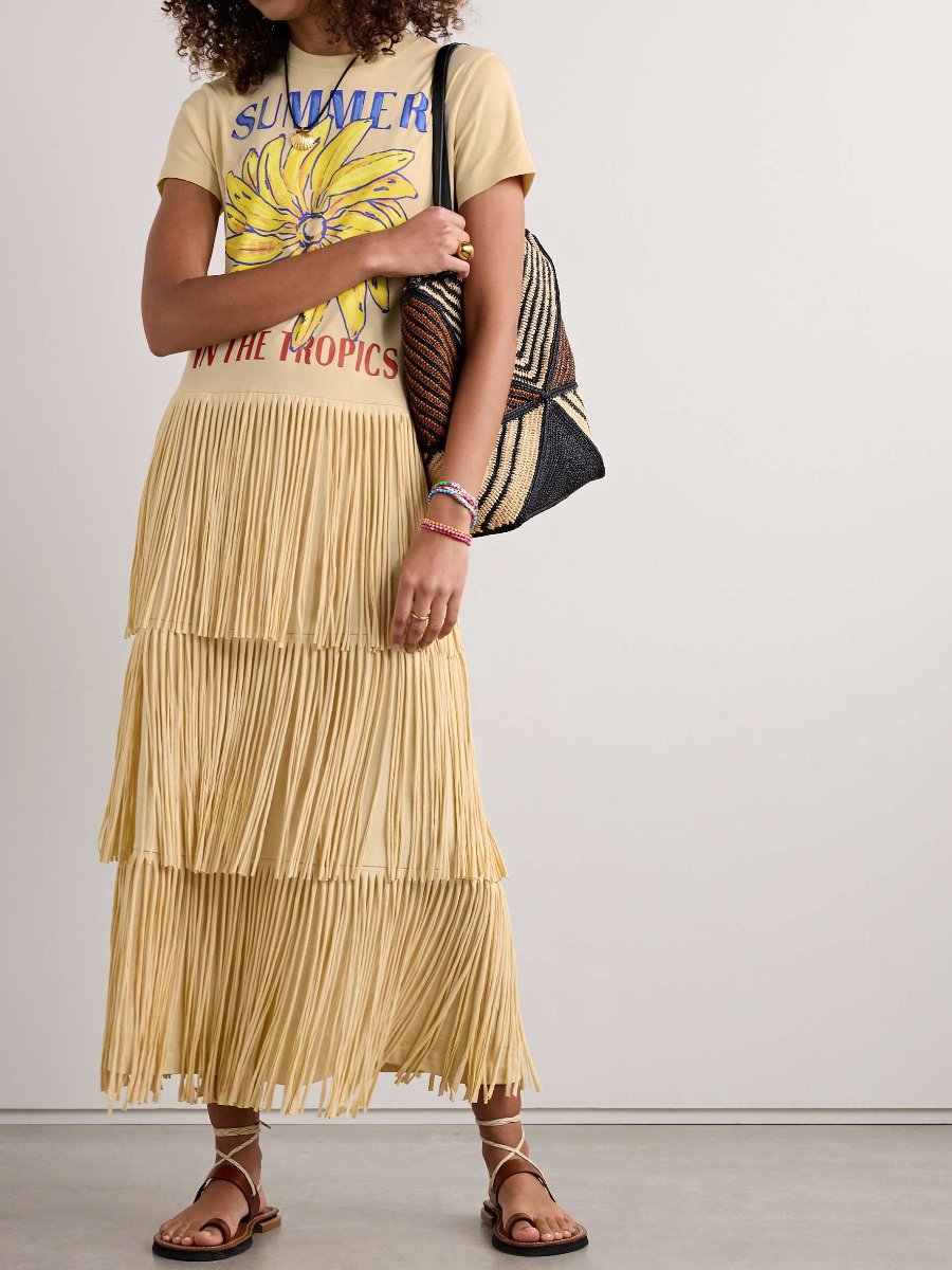 Fringed Printed Maxi Dress