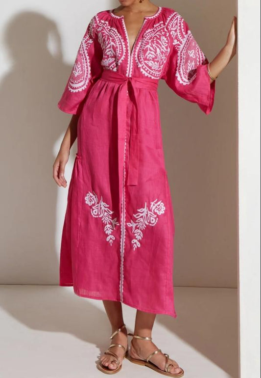 Casual Embroidered Loose Dress