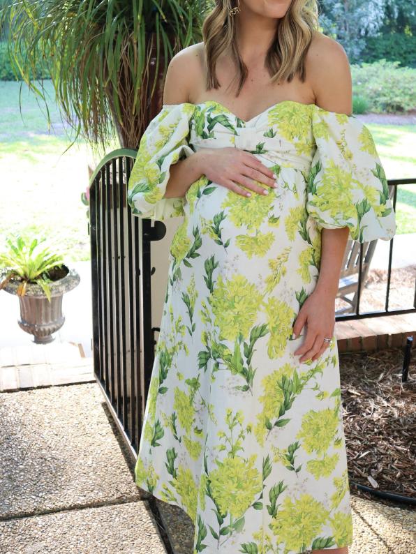 Floral Off-the-Shoulder Puff Sleeve Sweetheart Neck Maxi Dress