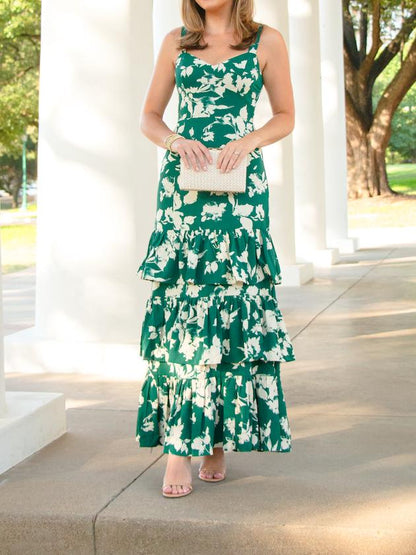 Green Floral Midi Dress