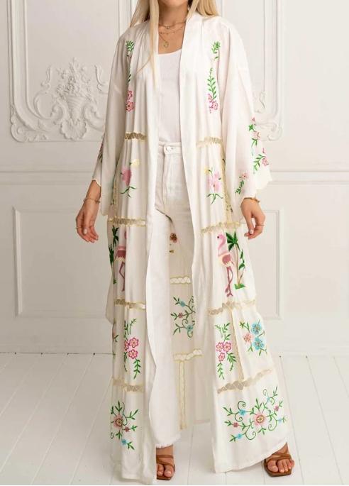 Embroidered Bohemian Kimono Dress